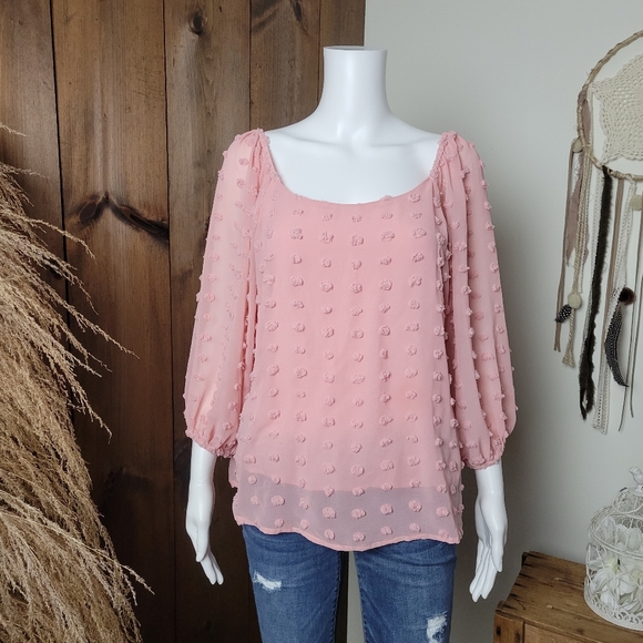 miami Tops - Pink Clip Dot Blouse